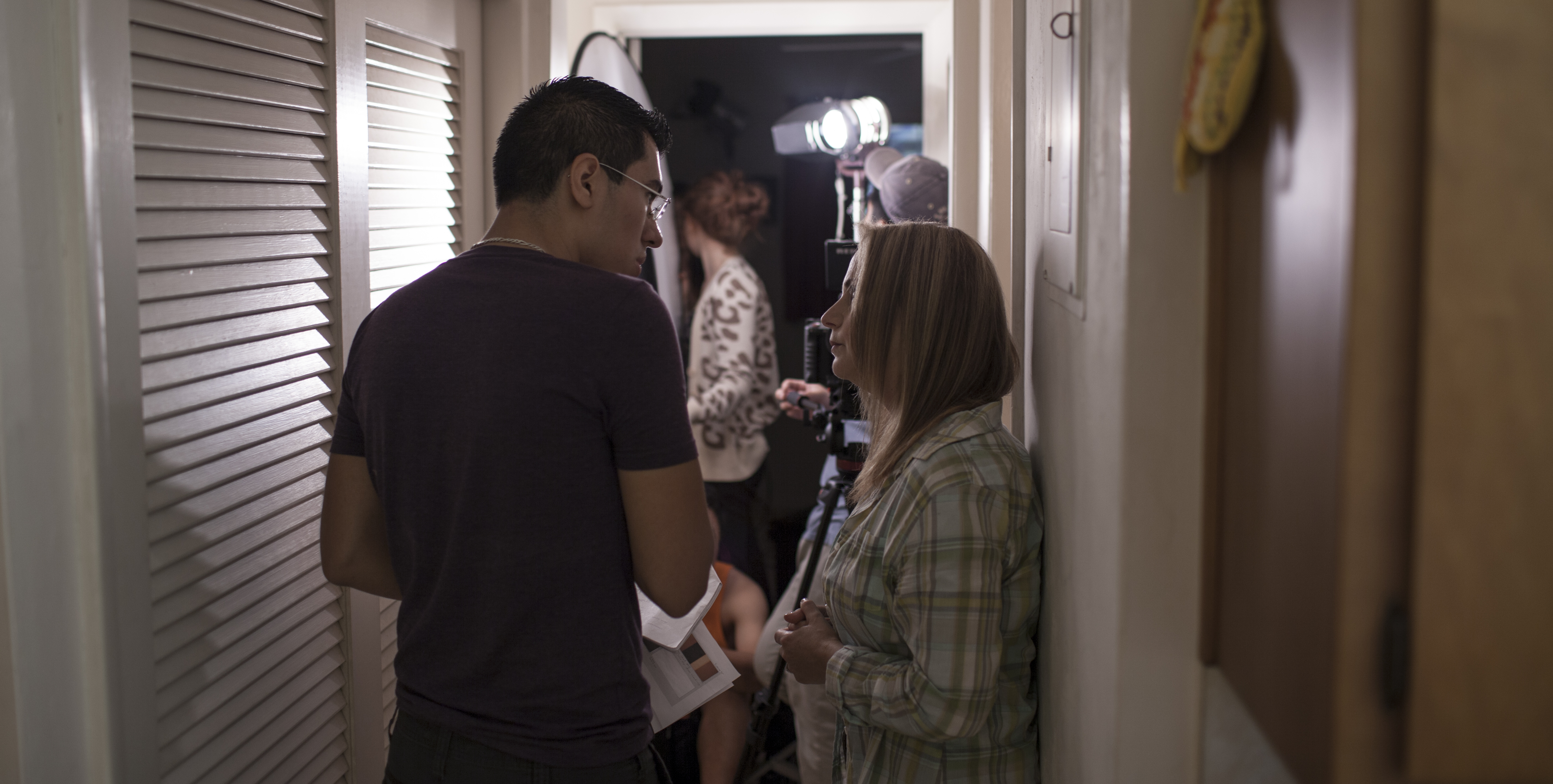 Krisstian de Lara with Julie Kendall going over the character's emotions during the production of the film 'Sub Rosa.'