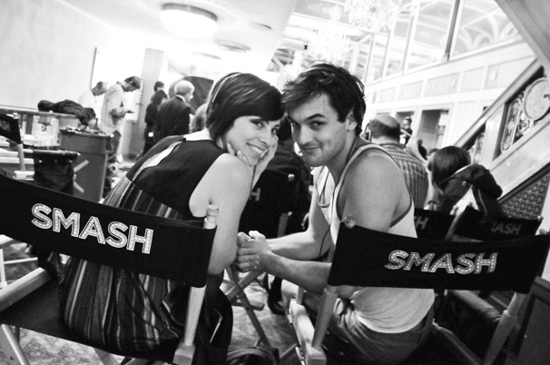 With Krysta Rodriguez on the set of 
