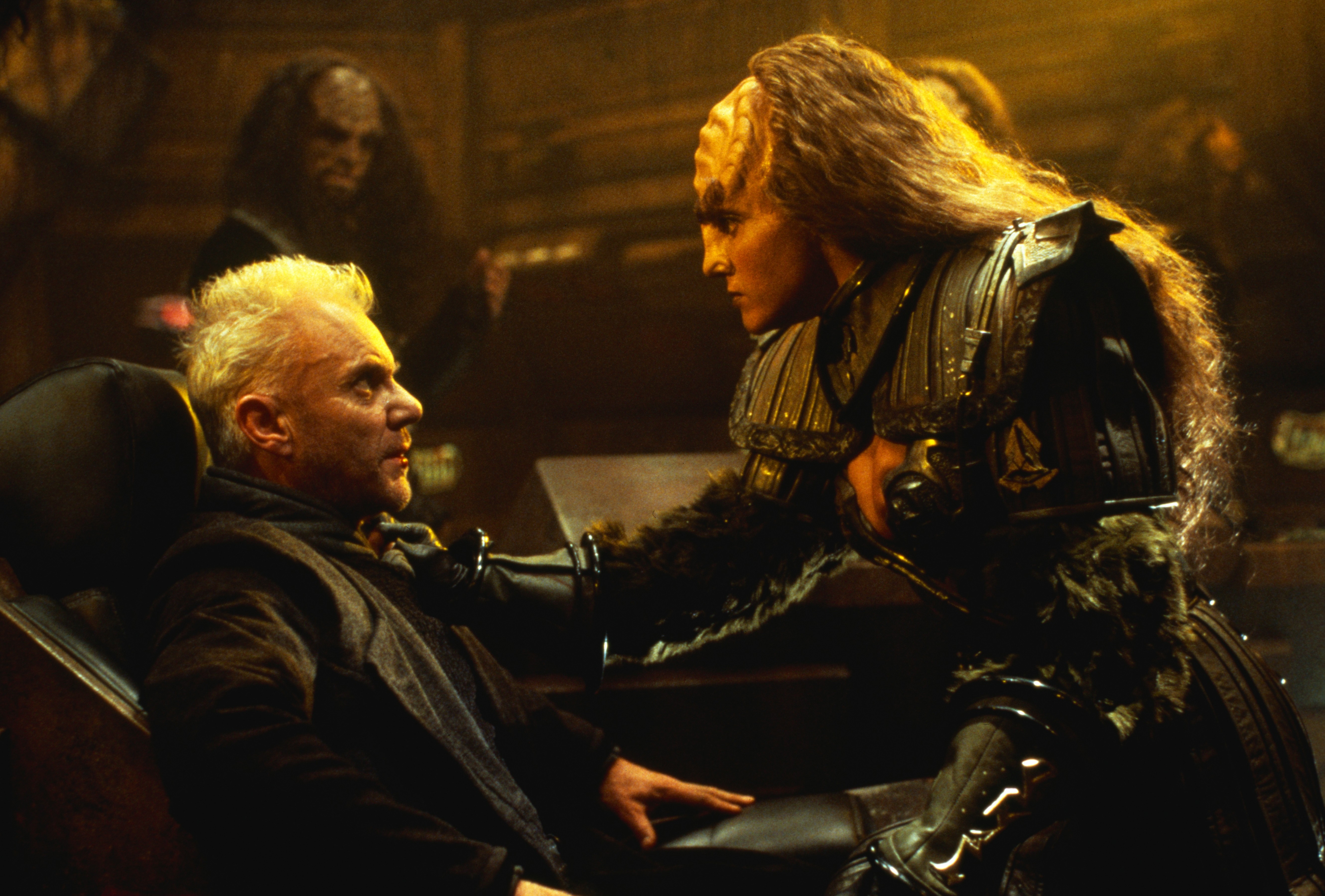 Still of Malcolm McDowell and Gwynyth Walsh in Star Trek: Generations (1994)