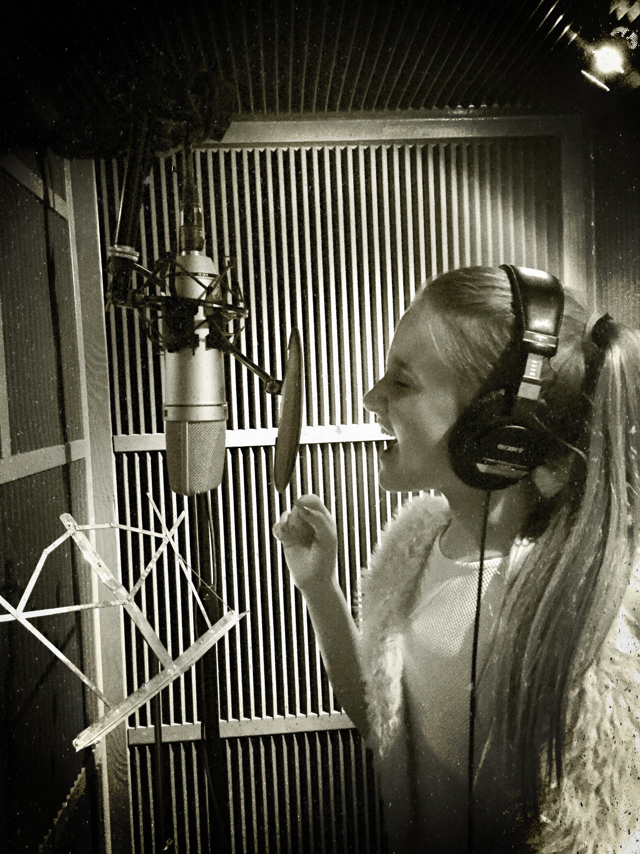 Brooke recording in the studio