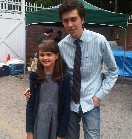Alice with Nat Wolff on the movie set