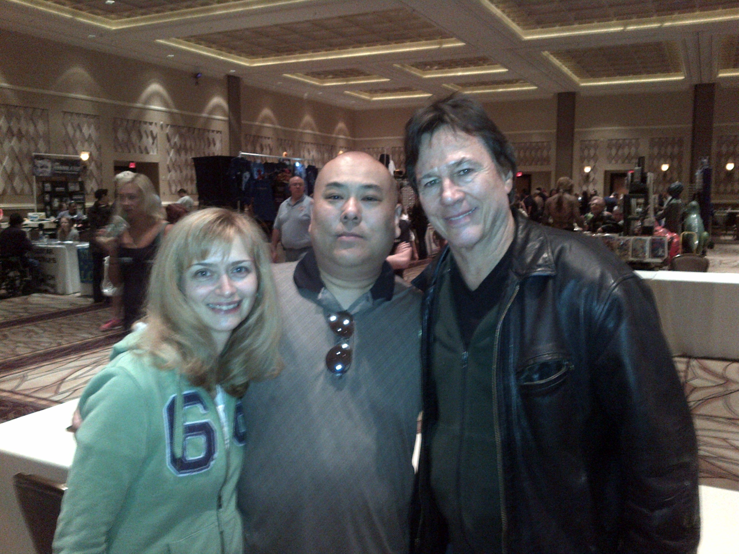 Richard Imon with actor Richard Hatch and friend Josefine Nagy of Germany. Richard Hatch was an actor in Battle Star Galactica.