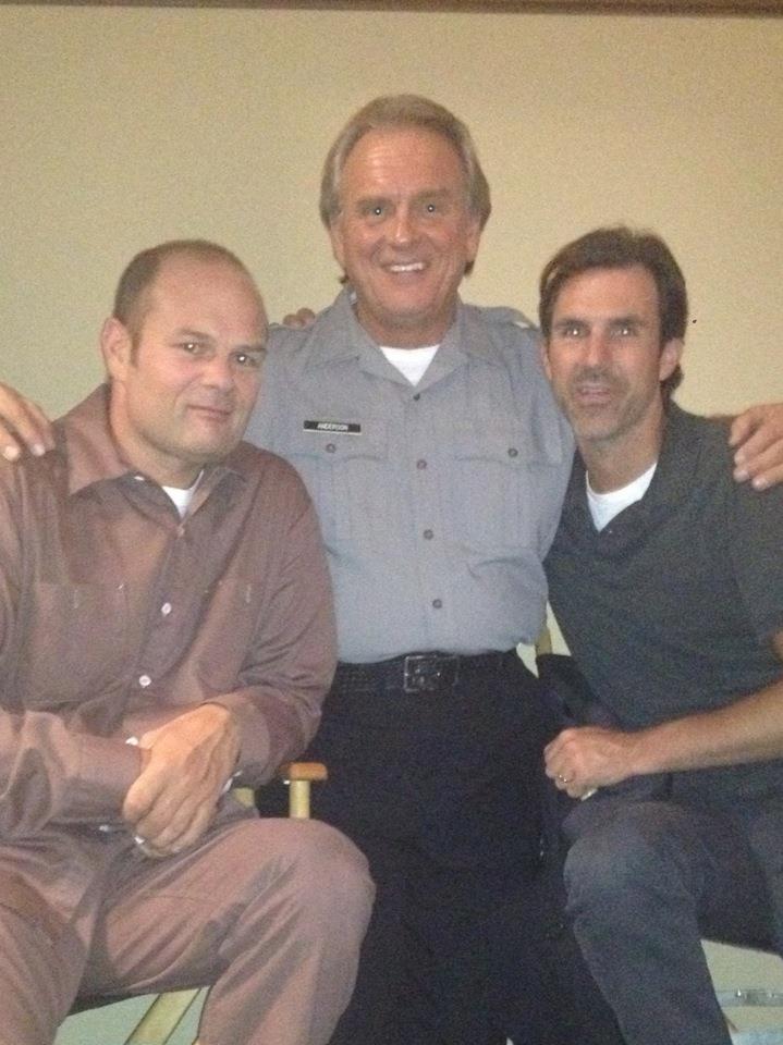 Robert Craighead with Co Stars Chris Bauer and Paul Schneider on the set of the 2013 AMC Pilot THE PHILLY LAWYER.