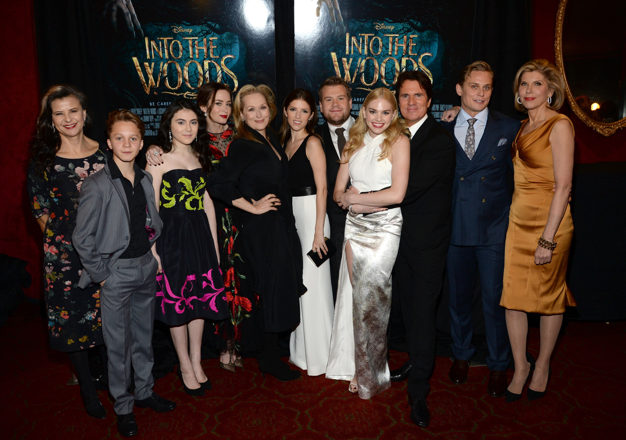 Meryl Streep, Tracey Ullman, Christine Baranski, James Corden, Anna Kendrick, Rob Marshall, Stephen Sondheim, Mackenzie Mauzy, Emily Blunt, Billy Magnussen, Daniel Huttlestone and Lilla Crawford at event of Into the Woods (2014)