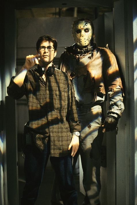 Director Jim Isaac and Kane Hodder as Jason Voorhees on the set of New Line Cinema's, JASON X.