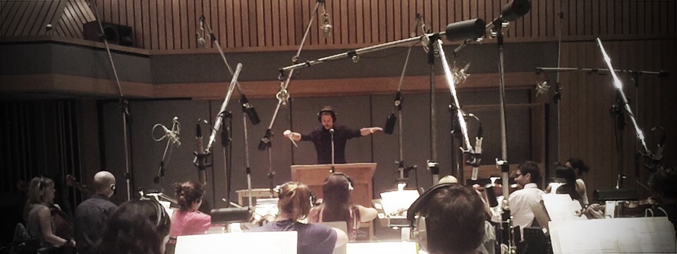 Conducting his own music in Capitol Records, Hollywood.