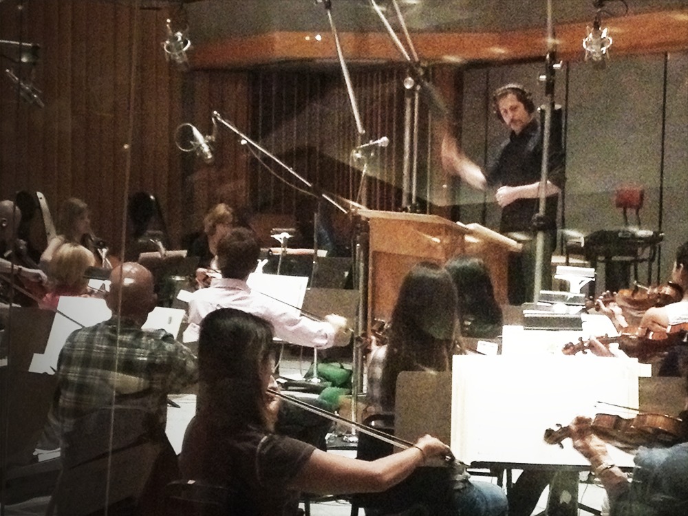 Conducting the recording of his own compositions at Capitol Records