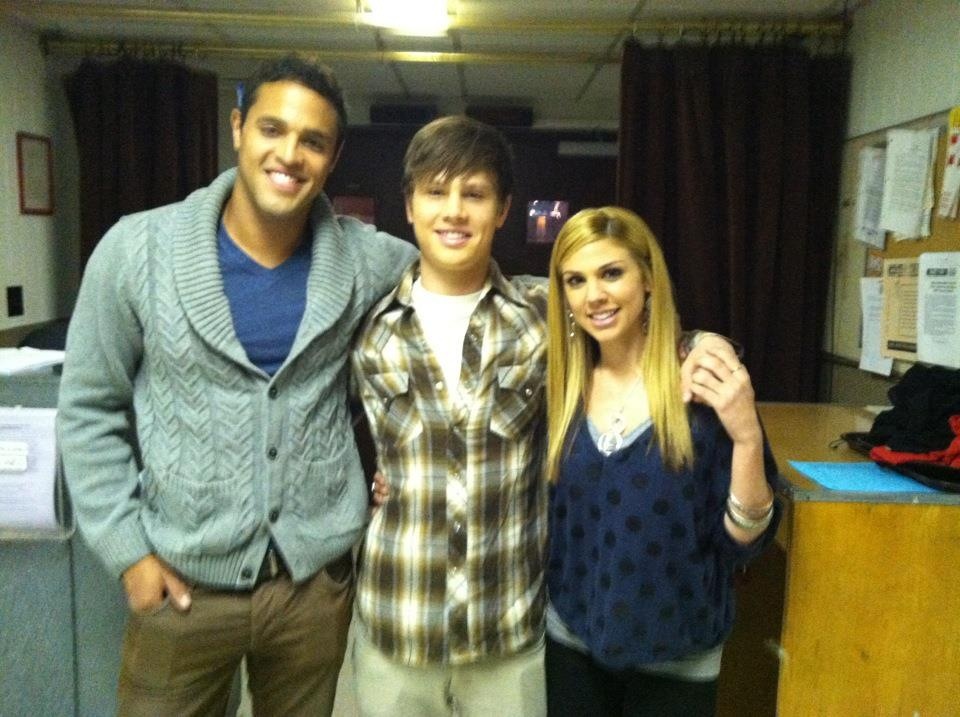On set-Days of Our Lives with Cameron (Schuyler Yancey) and Abigail (Kate Mansi)