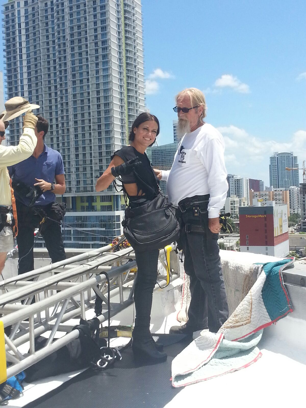 On location for Burn Notice. 10 stories up! Getting ready to go over.