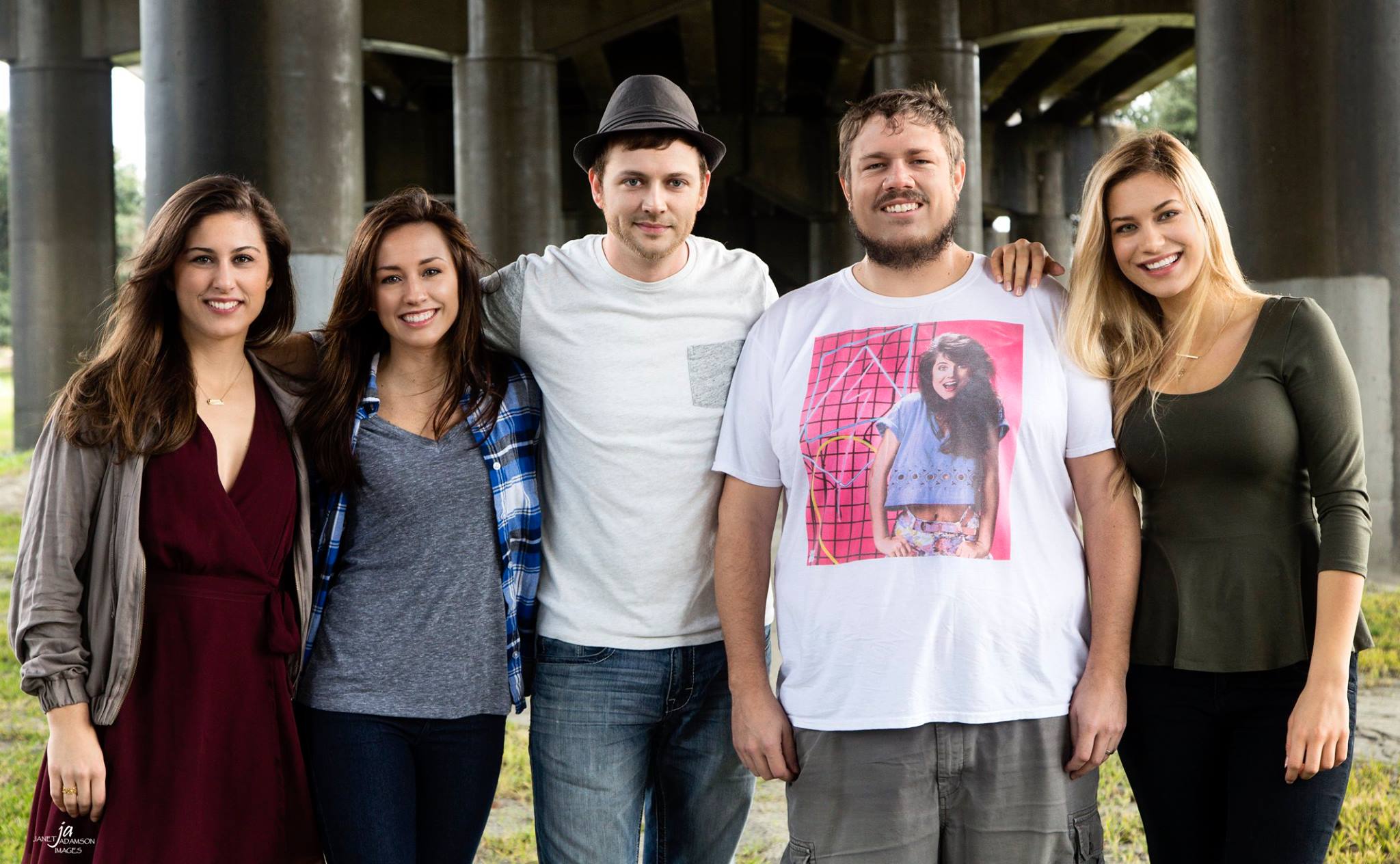 Katelyn Farrugia, Ashley Bratcher, Joshua C. Allen, and Nina Bartula. Cast of Yesterday's Gone (2015).