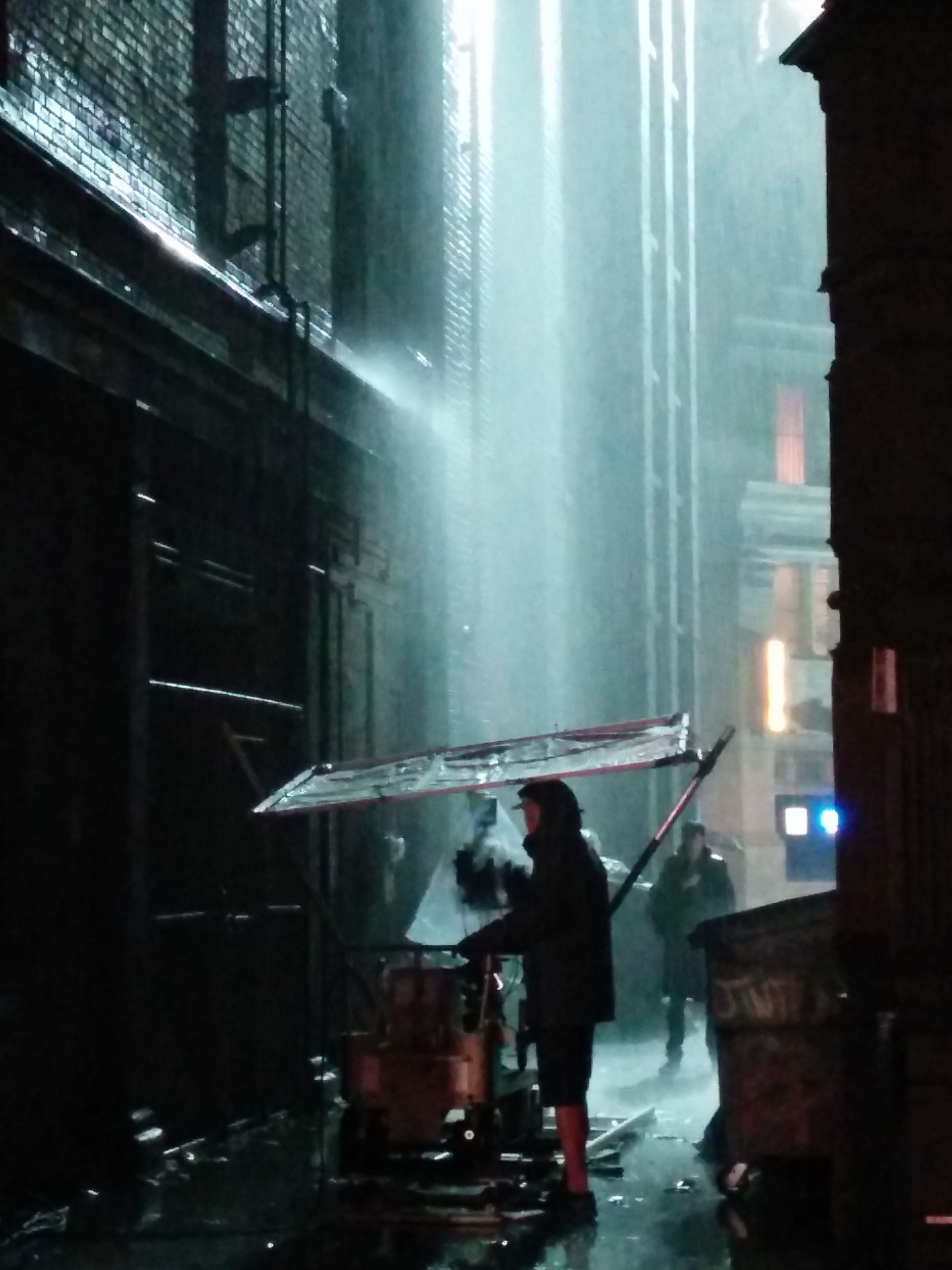 Batman Arkham Knight live action trailer. Michael under the rain tower.