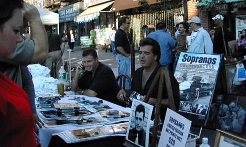 Michael Bell signing autographs with the Sopranos in Brooklyn, NY