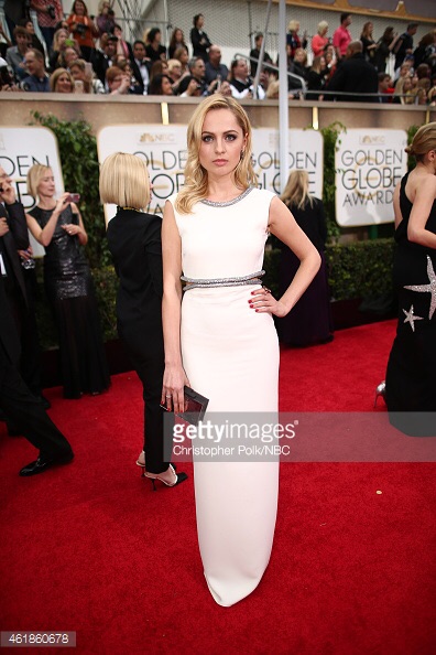 Actress Yanina Studilina arrives to the 72nd Annual Golden Globe Awards held at the Beverly Hilton Hotel on January 11, 2015