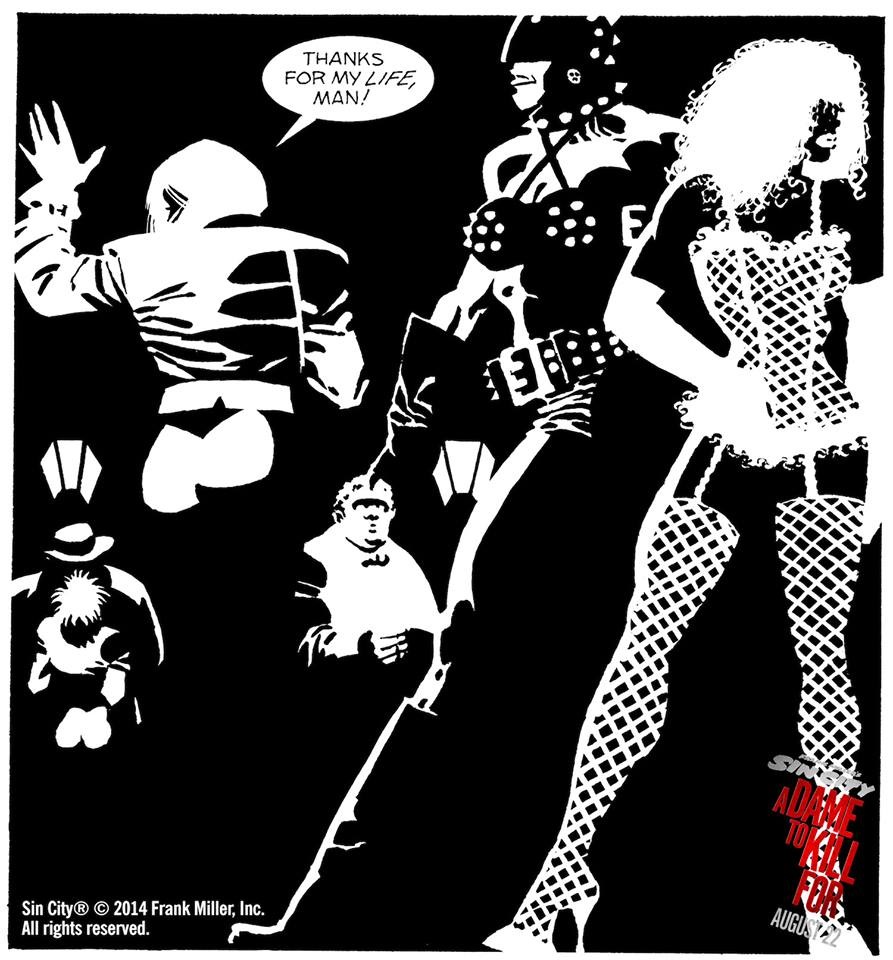 Comic drawn by Frank Miller of character played by Heaven Fearn in Sin City: A Dame to Kill For (2014)