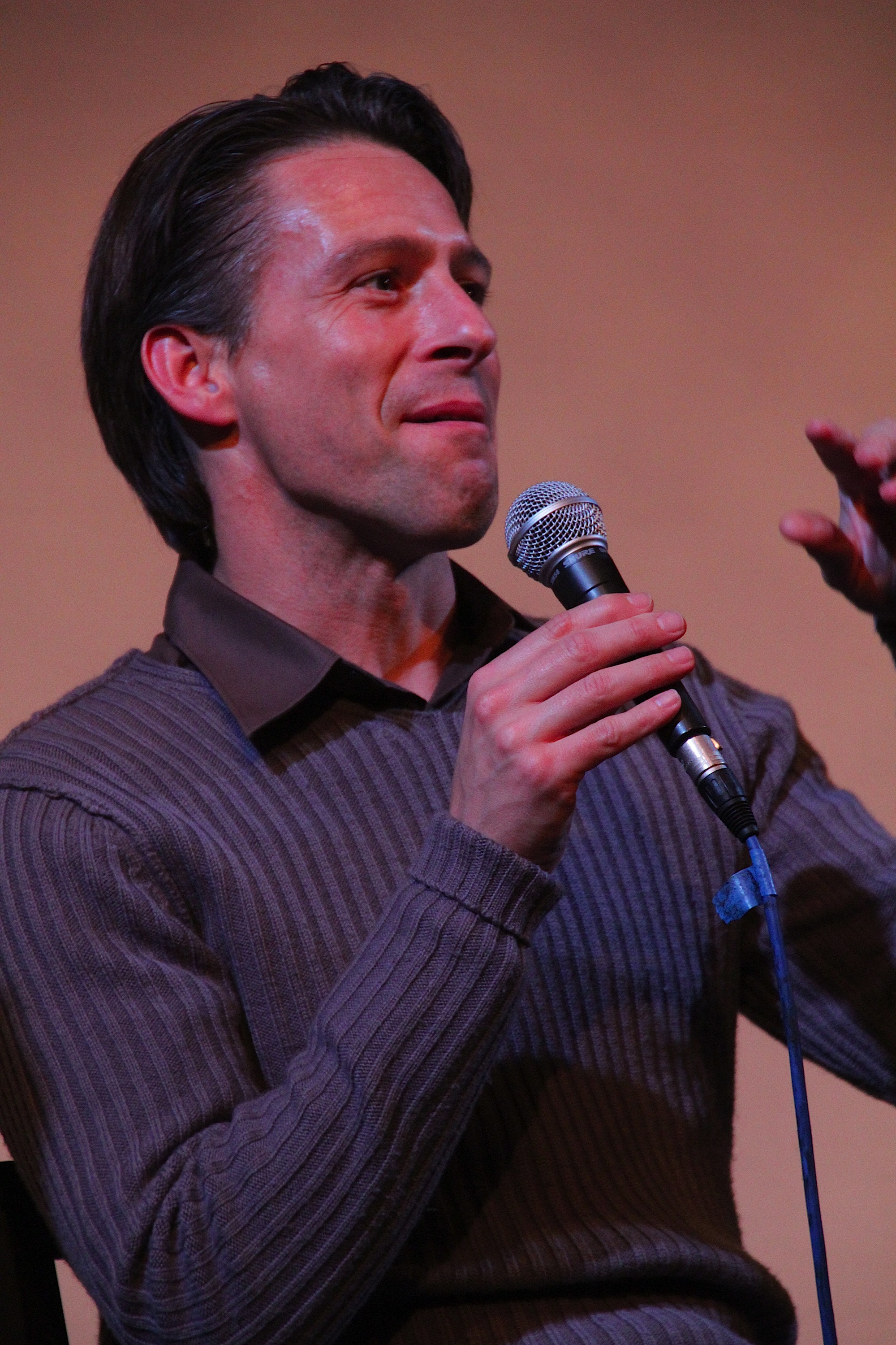 Jonathan Glendening at the GRIMM UP NORTH HORROR FILM FESTIVAL Q&A screening of NIGHTWOLF (13HRS)