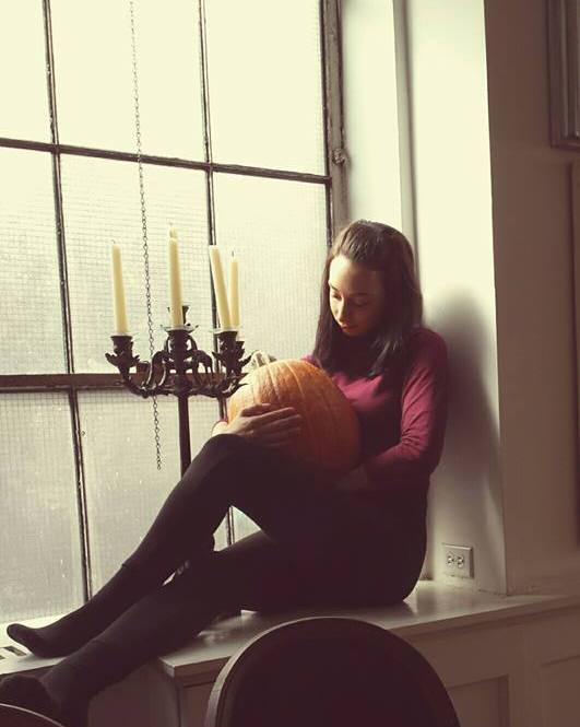 Ashley Trawinski with Pumpkin Child.