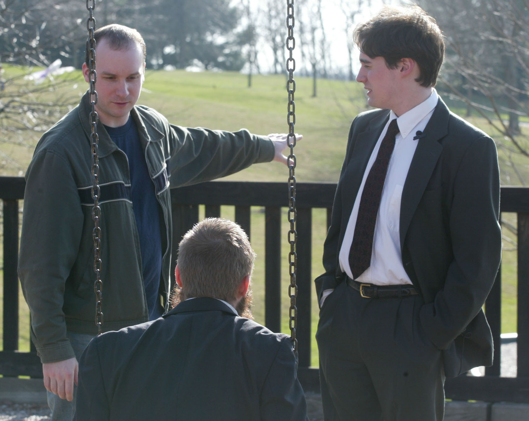 Jack Bennett directing actors Bryan Breau and Seneca Haynes on the set of BURIED (2007)