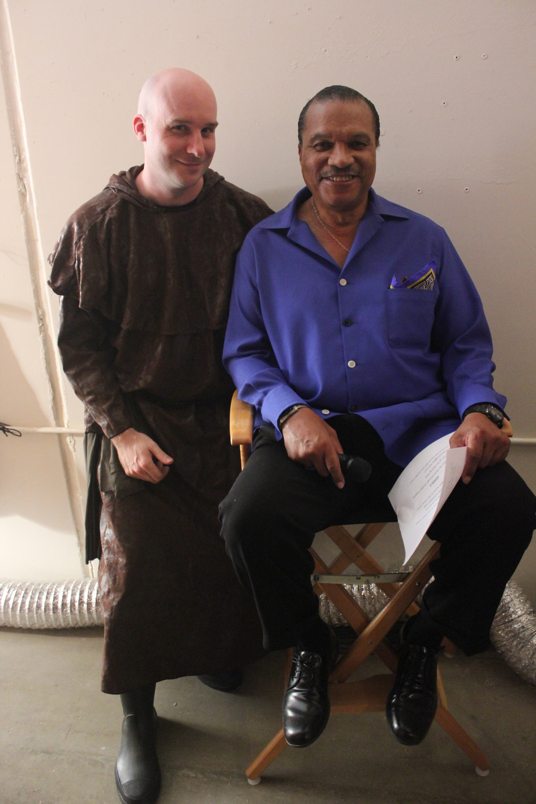 Billy Dee Williams and Jack Bennett on the set of The Nerdist's 