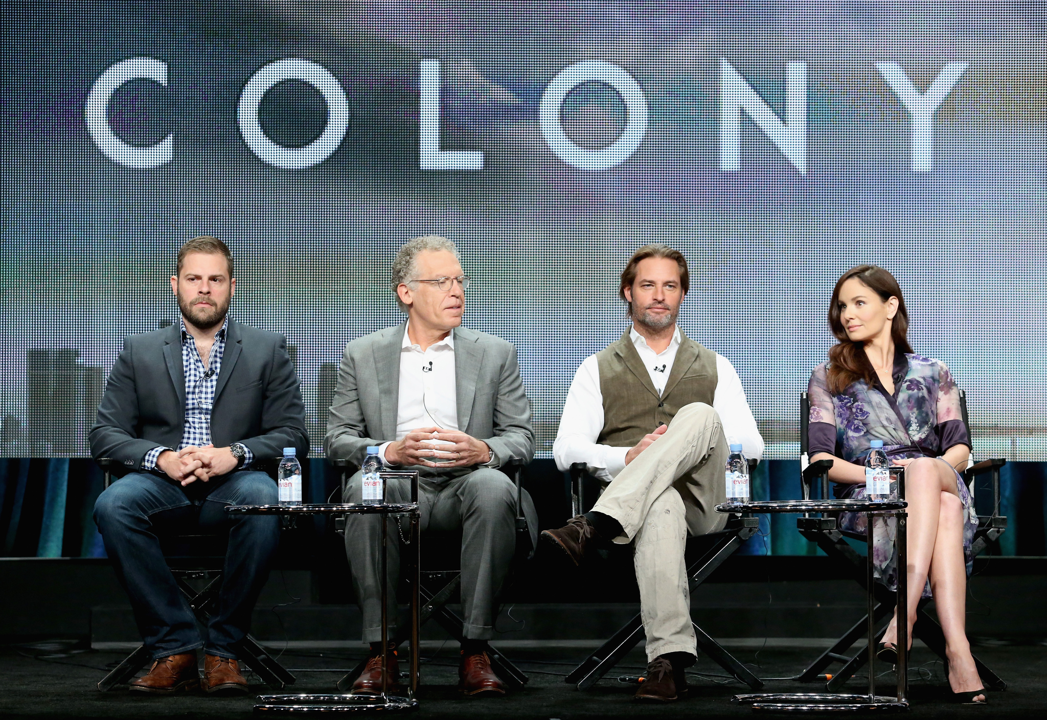 Carlton Cuse, Josh Holloway, Sarah Wayne Callies and Ryan Condal at event of Colony (2016)