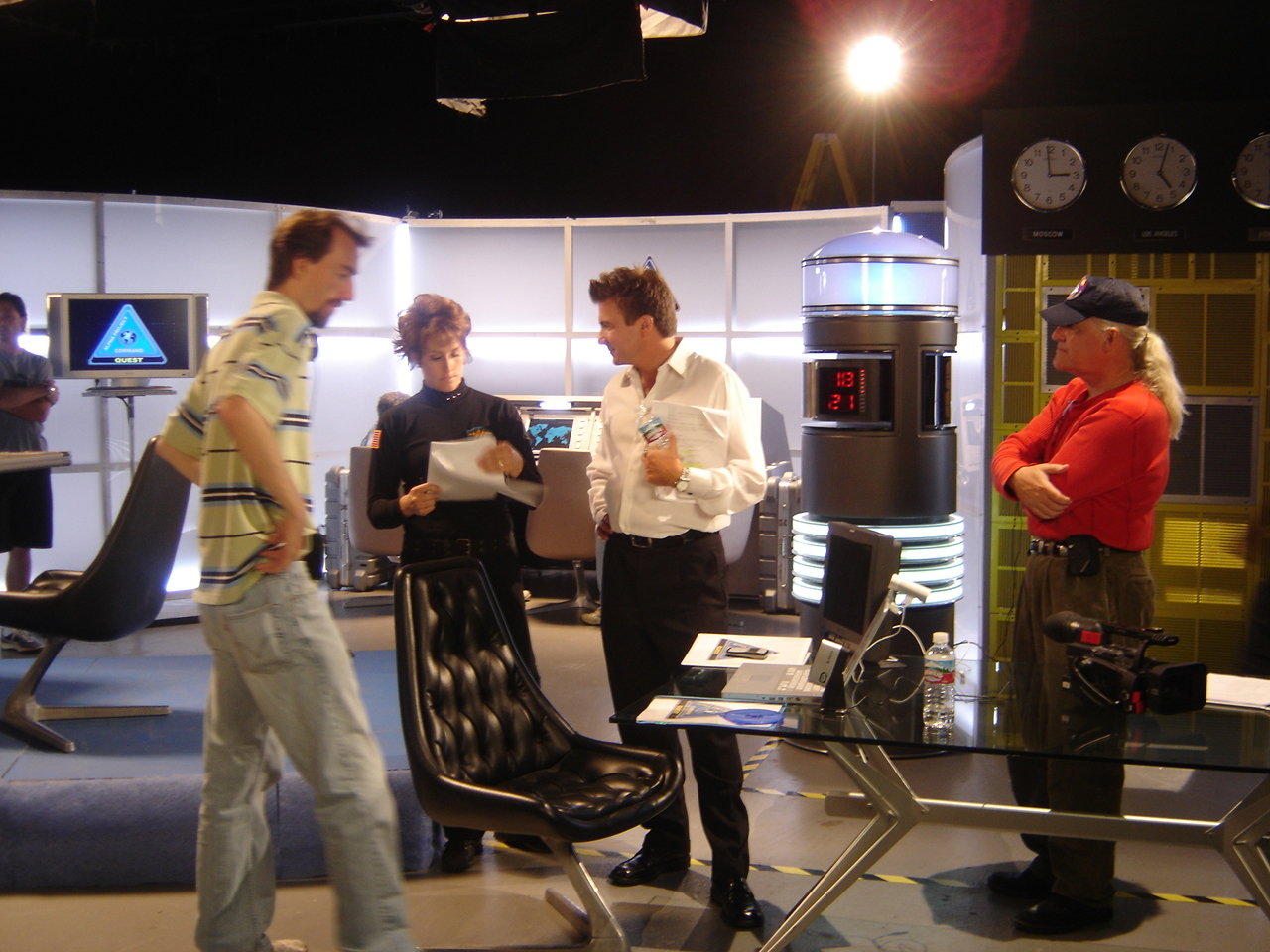 Tim Lowry, Christine Fry, Jack Maxwell,Dean Andre on the set of Quest