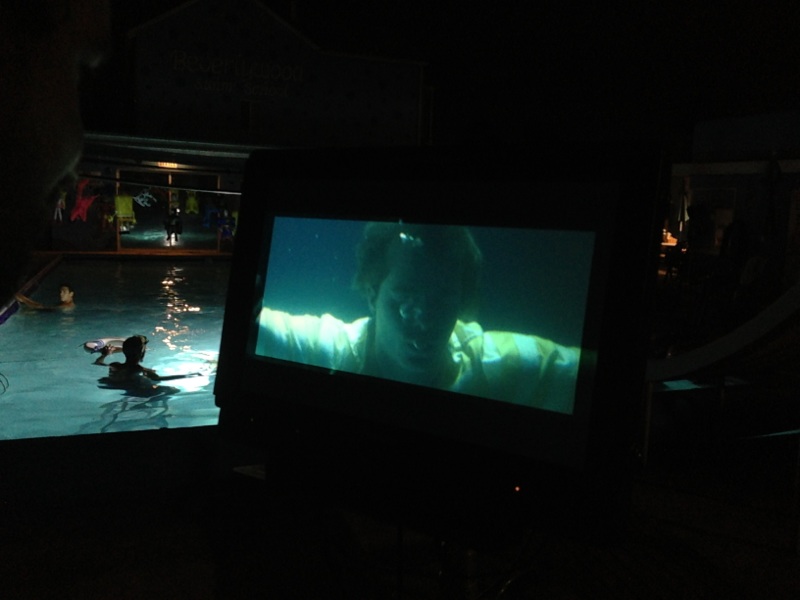 On set of INTO THE SAND filming under water