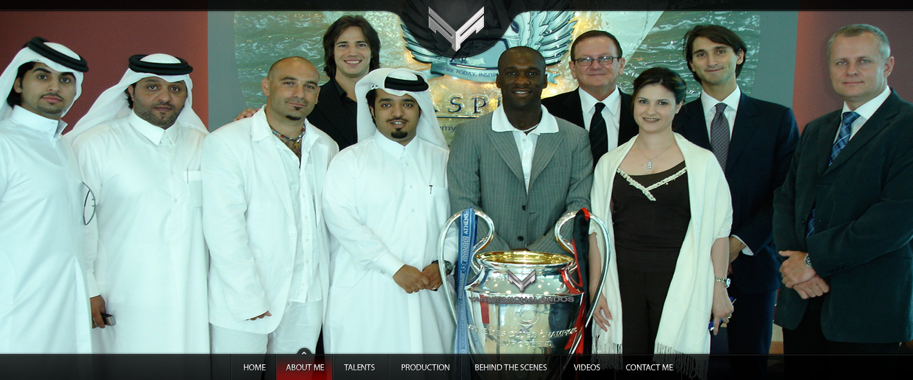 Yannis, Saad Al-Kharji, Geoffrey Schuhkraft & Clarence Seedorf with the 2007 Champions League Trophy at the Aspire Sports Academy in Doha.
