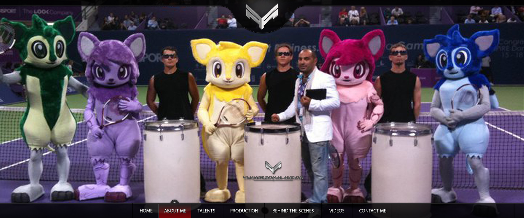 In production with the AFC 2011 Mascots at Tennis Legends @ Aspire4Sport