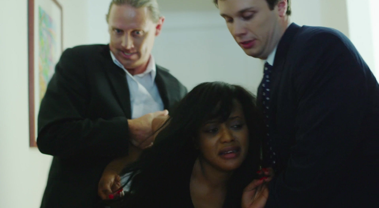 Still of Joshua Finch, Aisha Kamara and Peter Hunt in Out to Dry (2011)