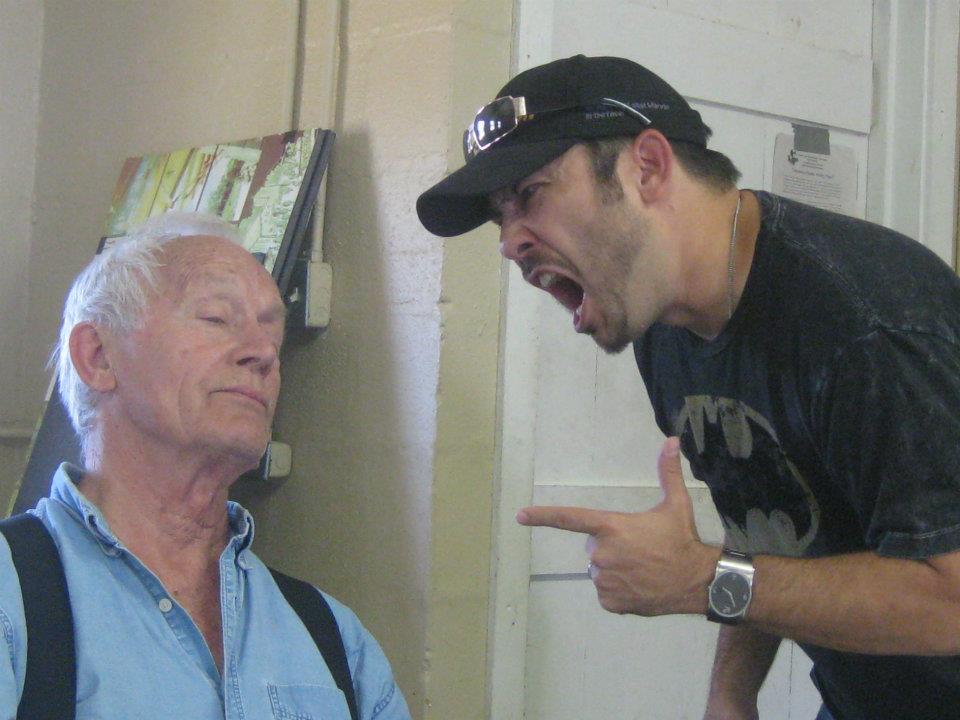with Lance Henriksen on the set of My Dog the Champion