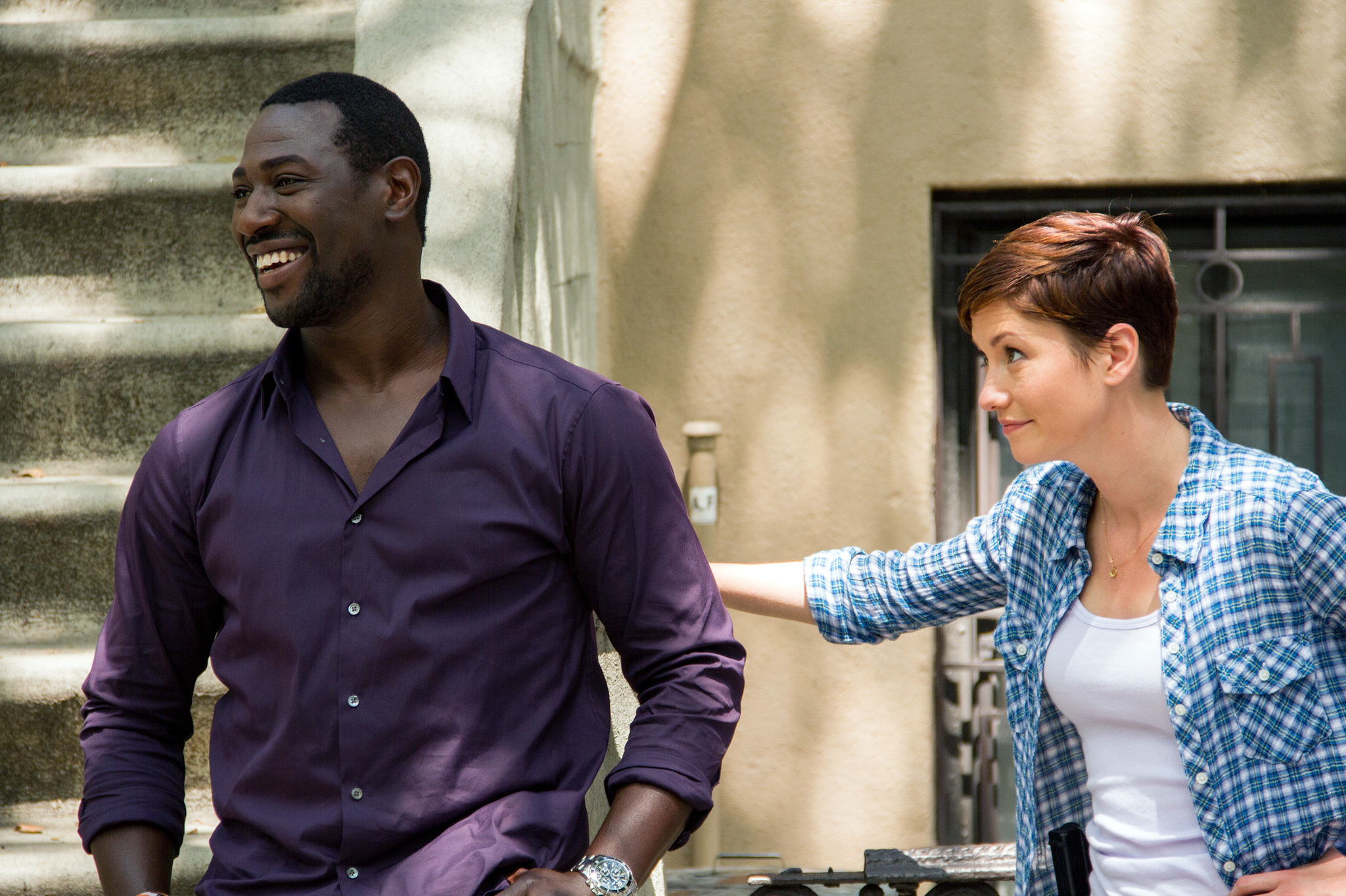 Still of Chyler Leigh, Linda Kallerus and Jacky Ido in Taxi Brooklyn (2014)