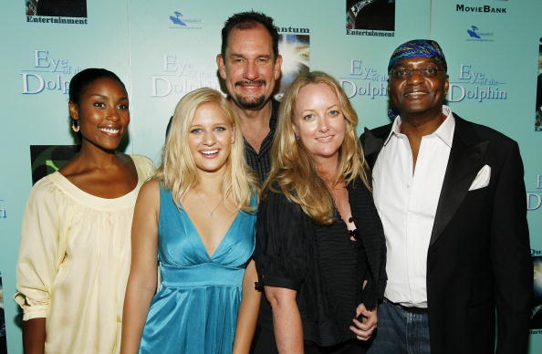 HOLLYWOOD, CA - AUGUST 21: (L-R): Actors Christine Adams, Carly Schroeder, writer/director Michael D. Sellers, producer Susan Johnson and actor George Harris attend the premiere of film 'Eye of the Dolphin' on August 21, 2007 at The Cinerama Dom