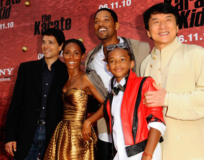 Will Smith, Jackie Chan, Jada Pinkett Smith, Ralph Macchio and Jaden Smith at event of The Karate Kid (2010)