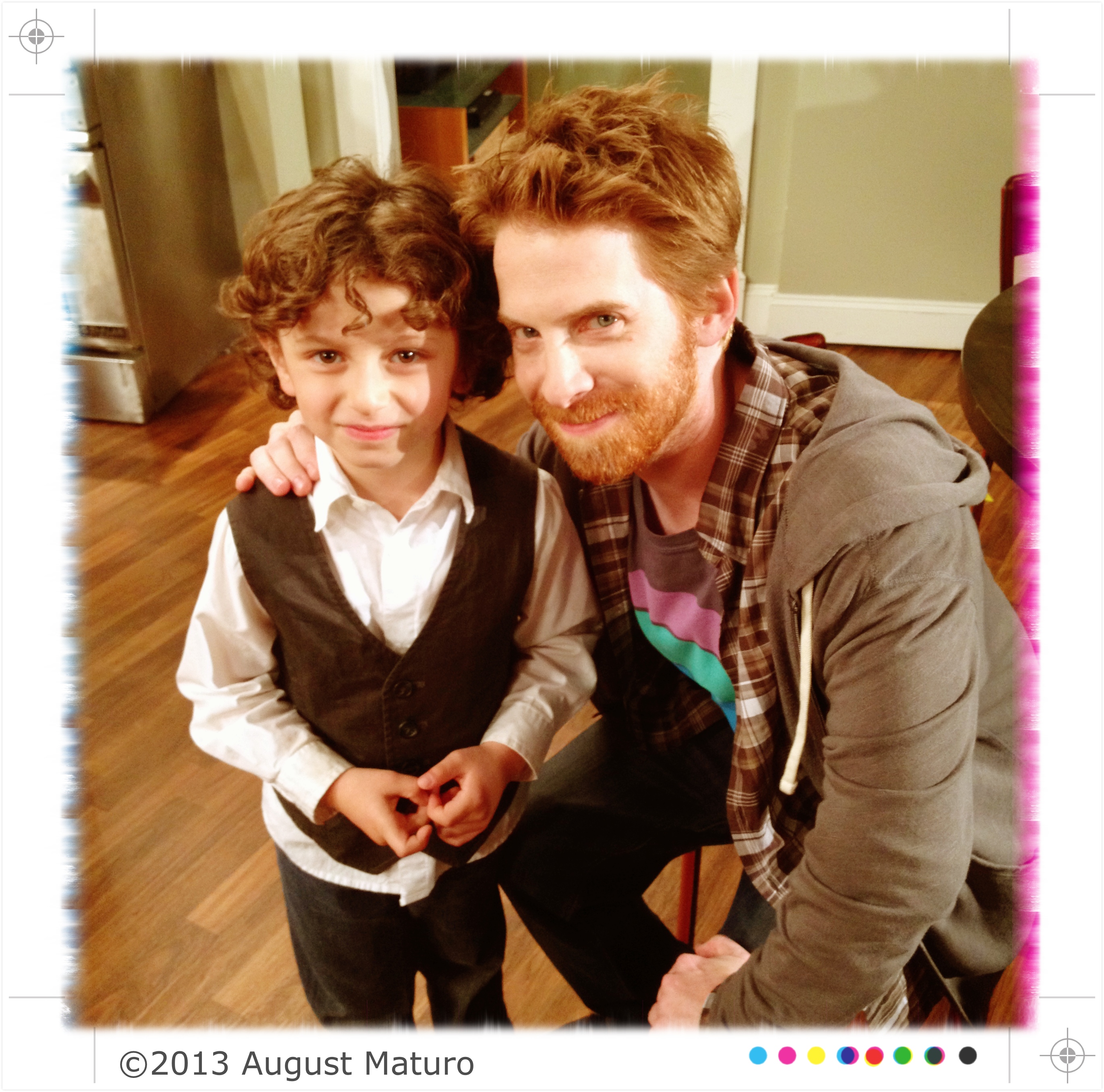 On set of DADS with Seth Green