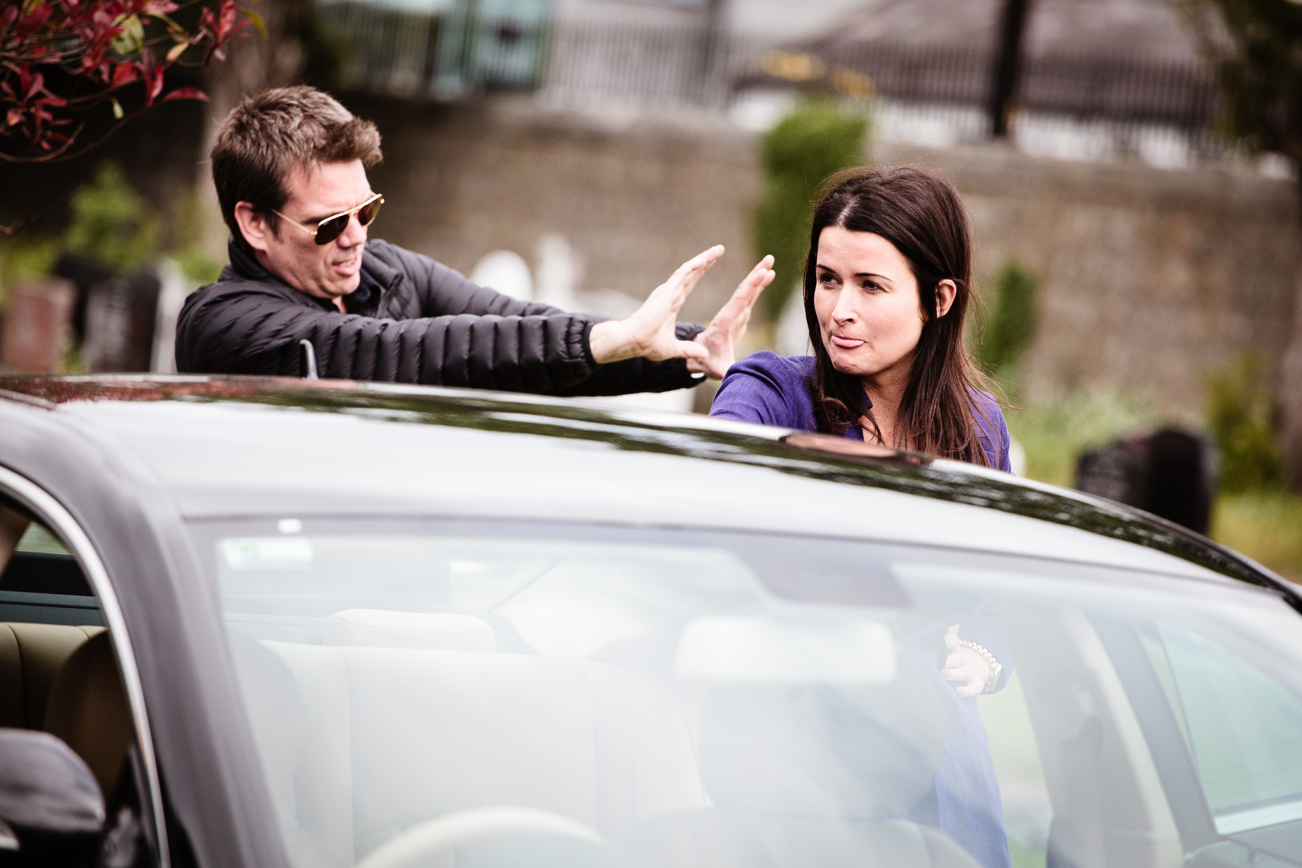 Richard Scobie & Lynette Callaghan on the set of 'Deadbook'.