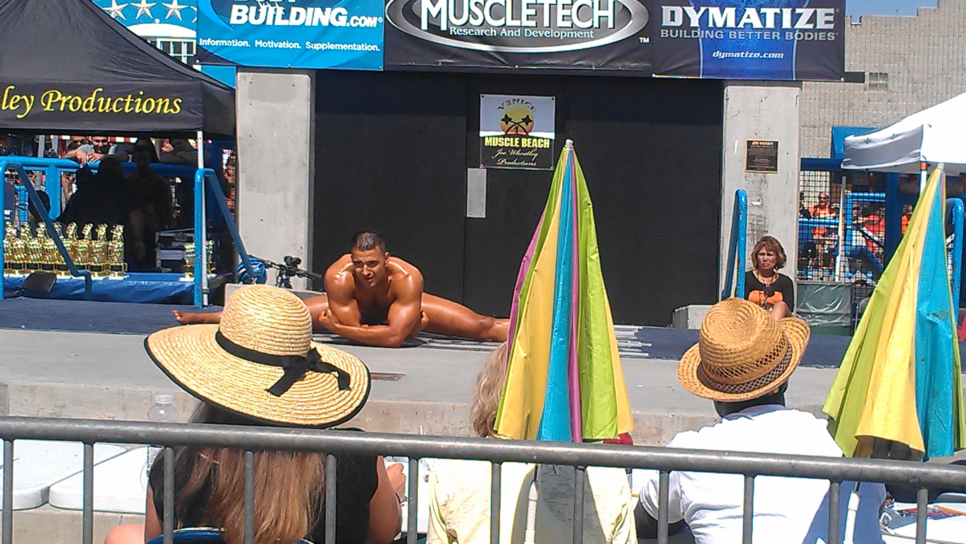 Splits on The Stage of Venice Muscle Beach Body Building Show 2011