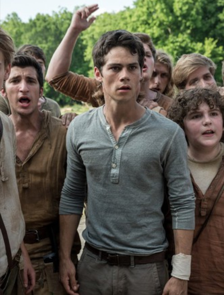 Dylan O'brien, Cazi Greene & Blake Cooper in The Maze Runner.