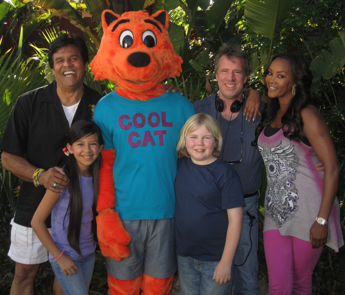 Erik Estrada, Jessica Salazar, Cool Cat, Connor Dean, Derek Savage and Vivica A. Fox on the set