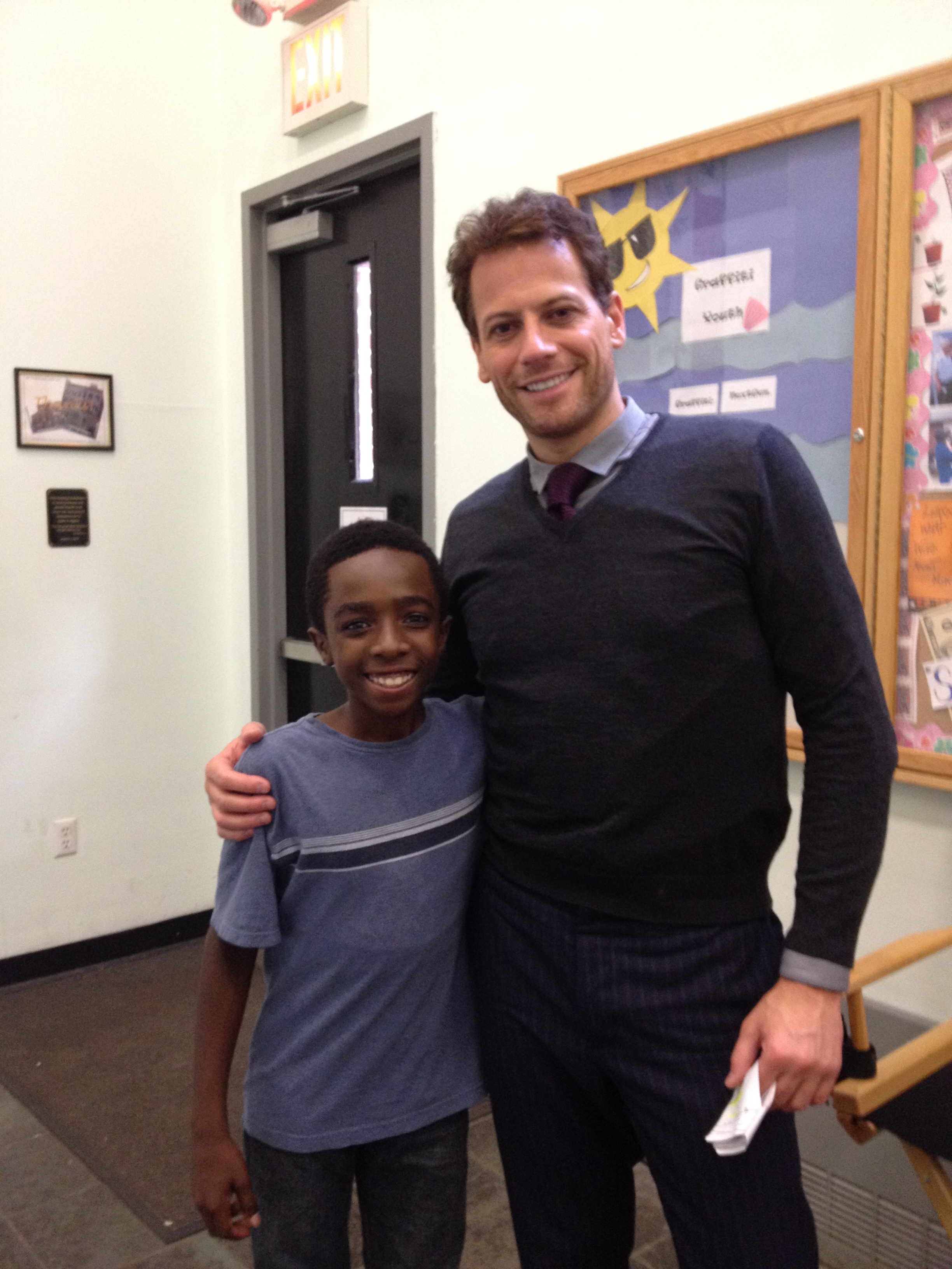 On set of Forever with actor, Ioan Gruffudd