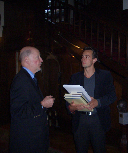 Writer/Producer Svilen Kamburov(R) with HRH King Simeon II(L), sharing the personal Royal archives and stories of his late father King Boris III of Bulgaria