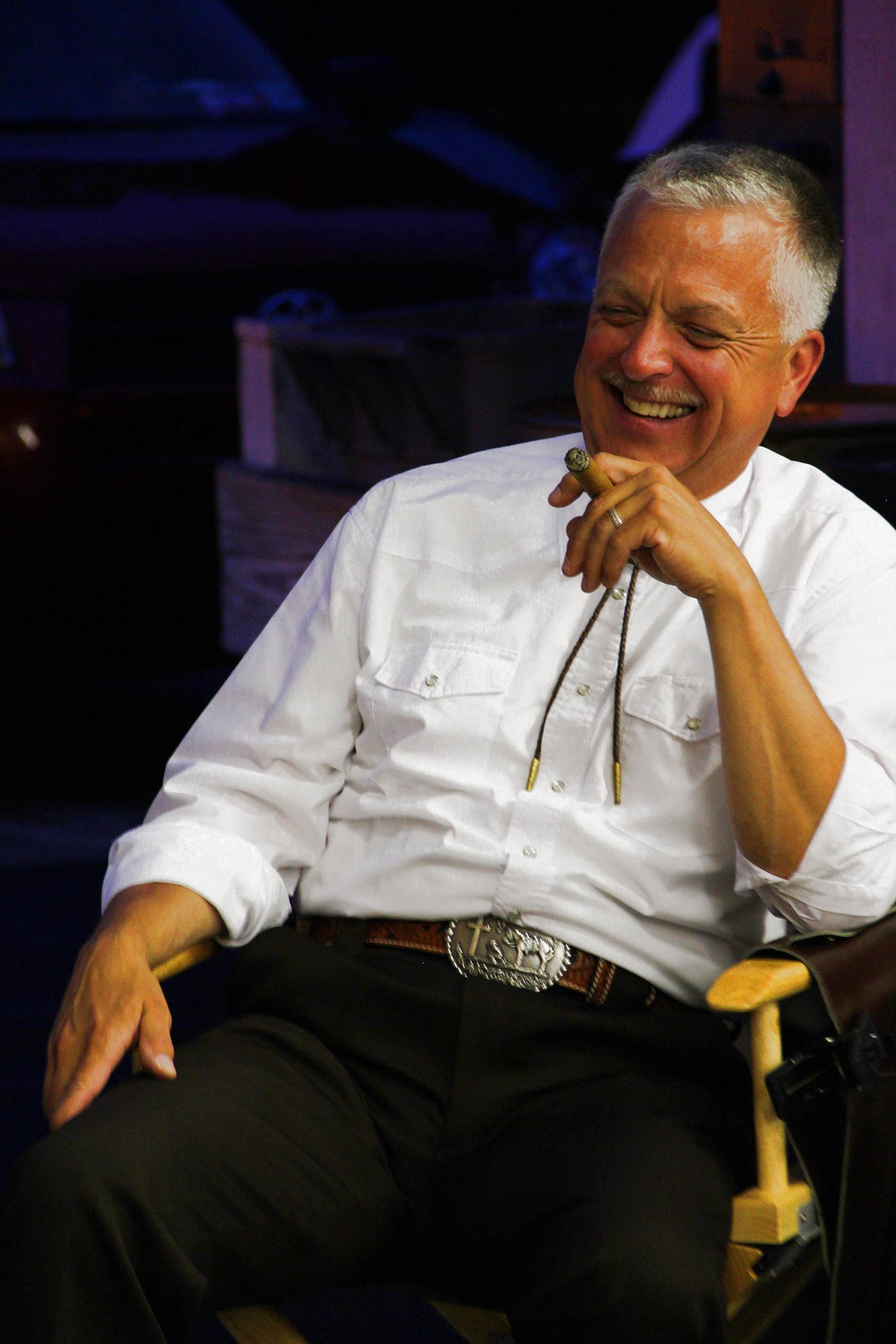 Mihlon during a break on the set of Bible Belt: Angel of the City (2013).