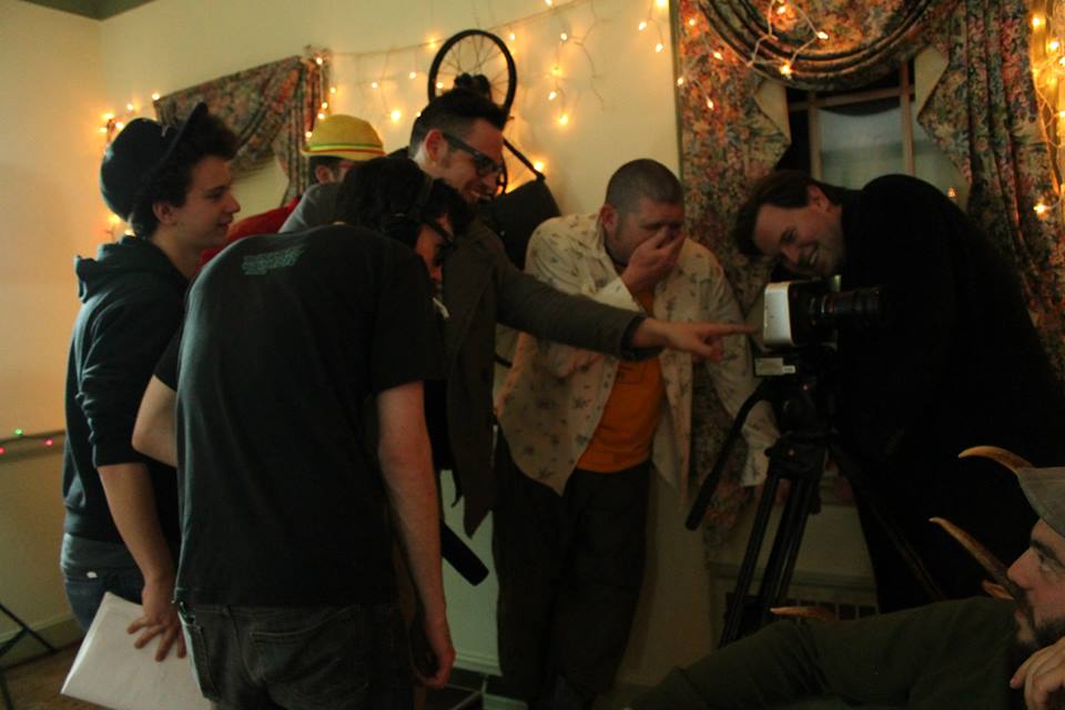 Director Mike Acosta, DP Justin Wallace, and crew on set of Devolve Babylon.