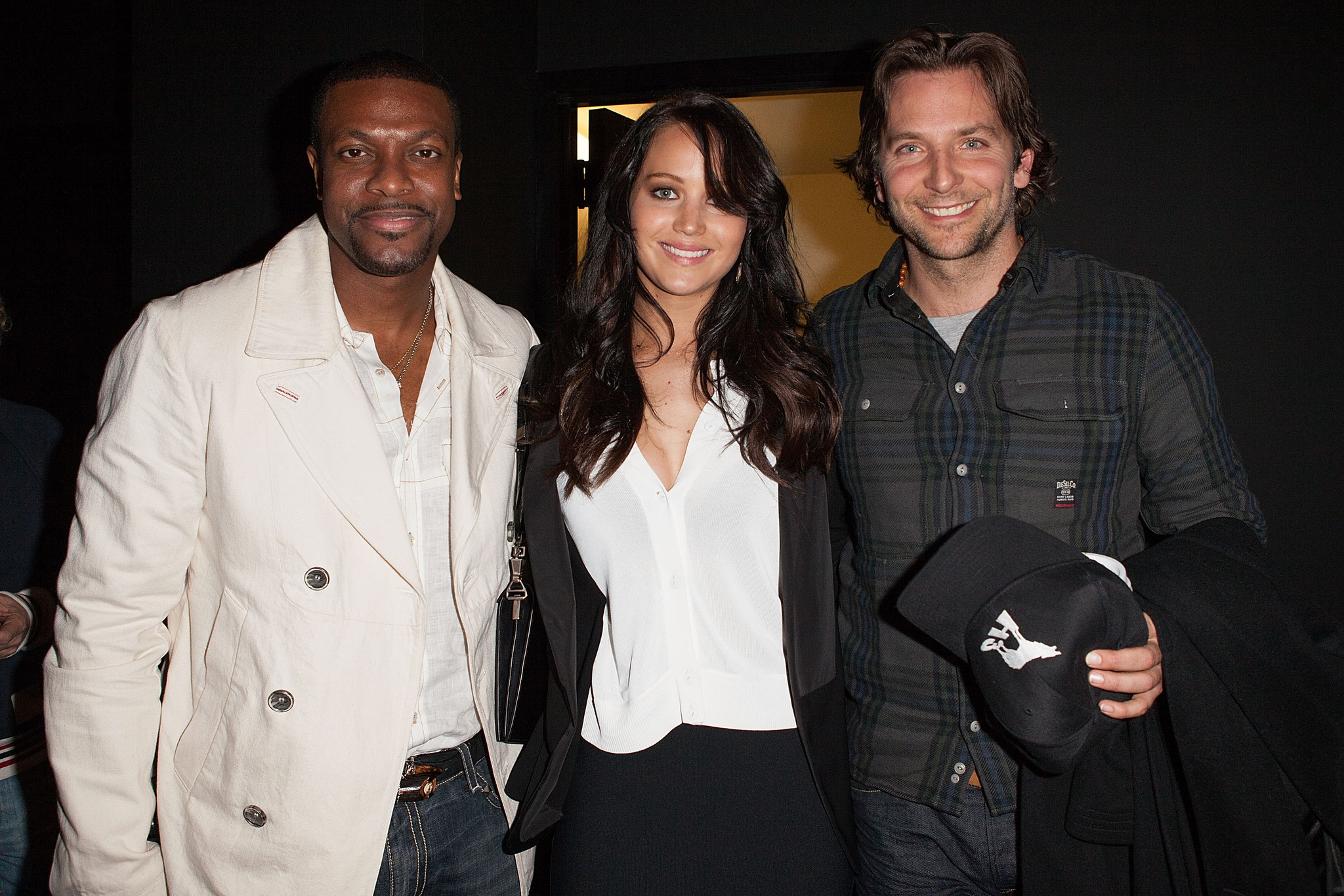 Chris Tucker, Bradley Cooper and Jennifer Lawrence at event of Optimisto istorija (2012)