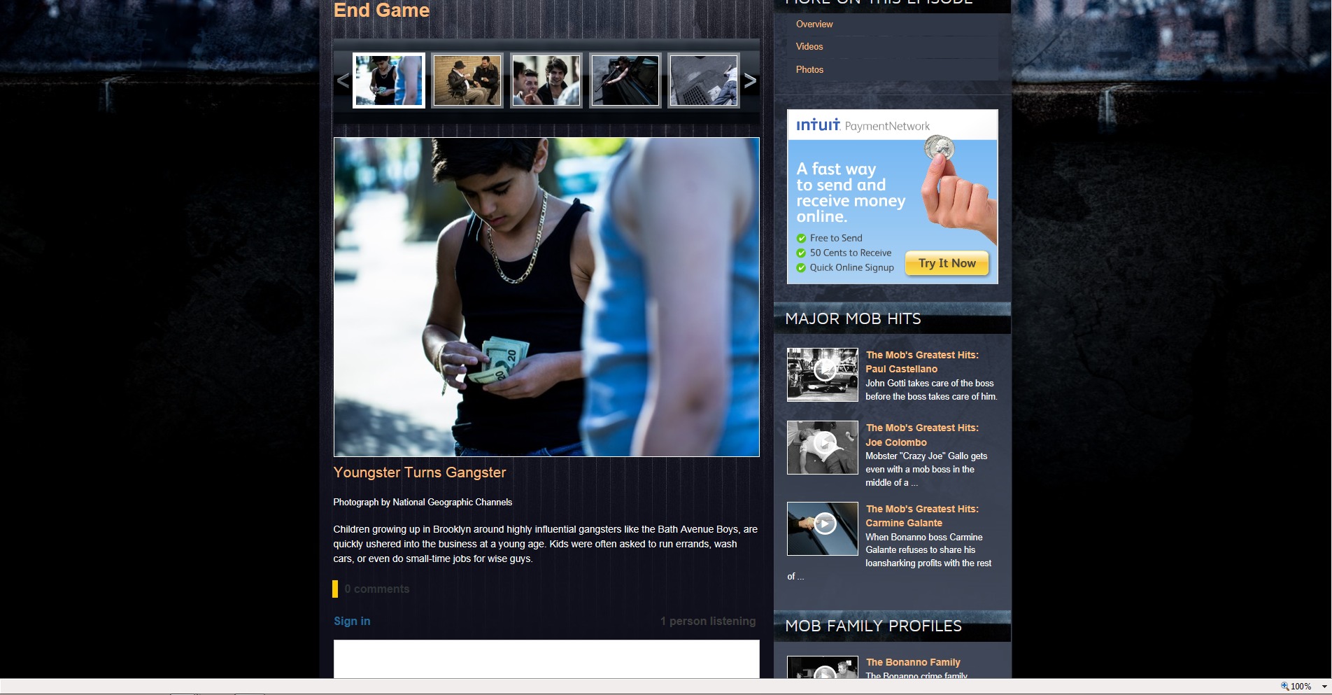 Evan Fenster on National Geographic Channel Website portraying Young Jimmy Calandra for TV show 