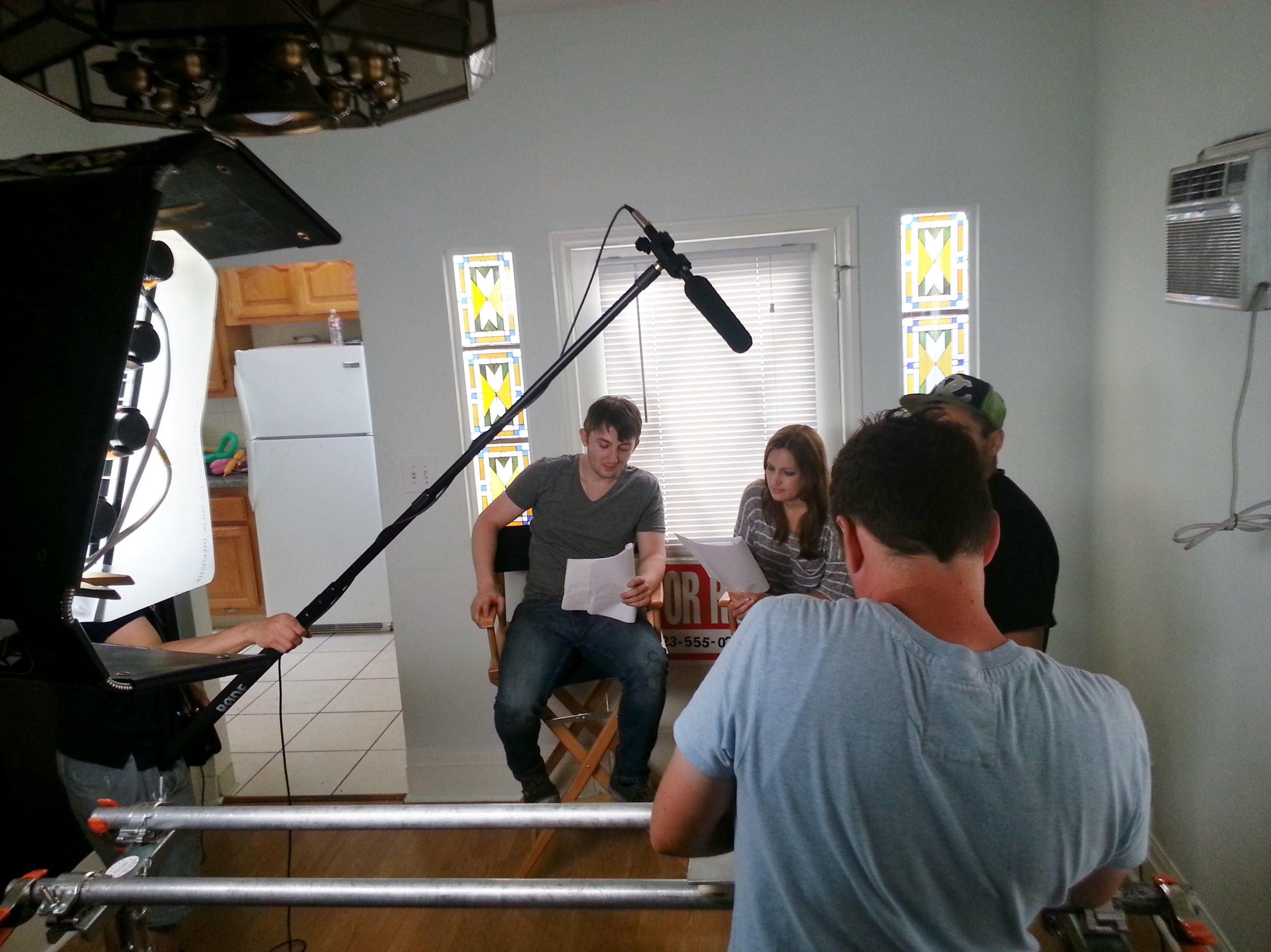 Jesse Nelson and Chelsea Collins on the set of 