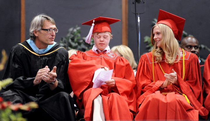 At commencement after presenting to my Fairview HS graduating class, May 20, 2012, at CU Boulder Events Center