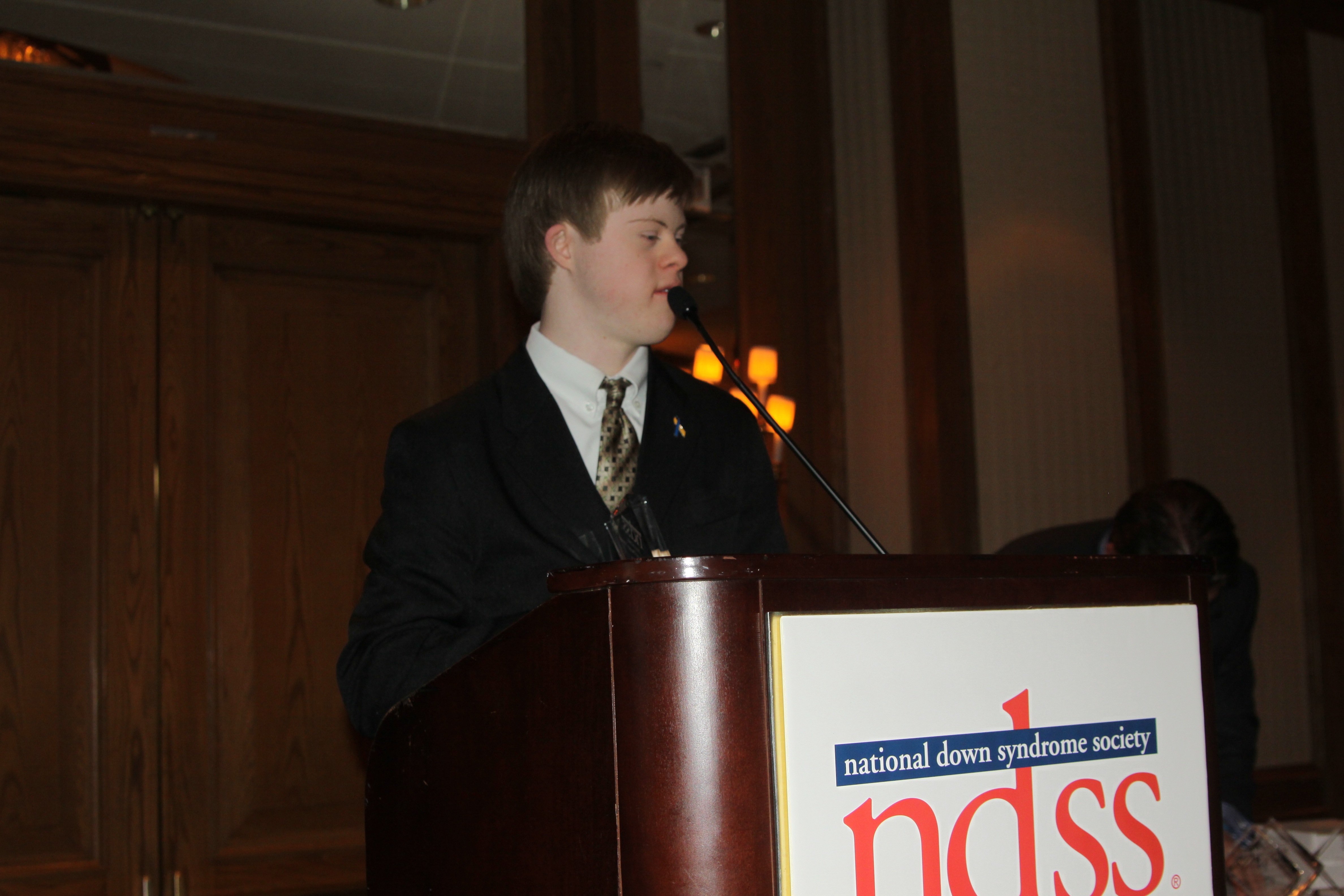 Accepting 2013 Champion for Change national advocacy award from the National Down Syndrome Society (