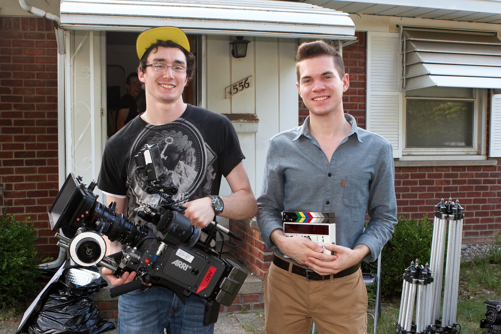 Aaron Keteyian (R) with Ryan Stratton on the set of 