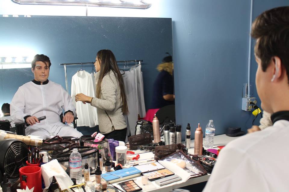 Nick in hair and make-up for The Venus Effect.
