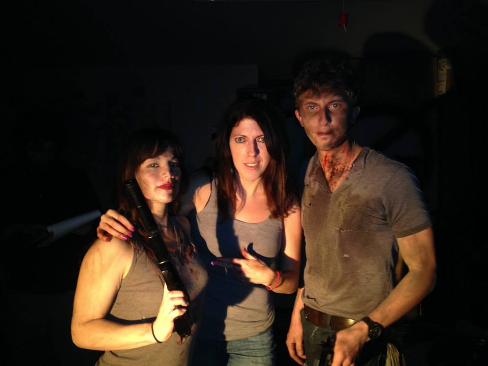 (From left) actress Jackie Pits, Makeup Artist Jennifer Jefcoat, and actor and Producer Anthony James on set for 