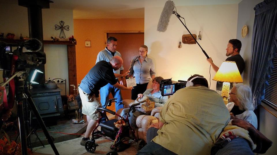 Mikkel Simons and cast on the set of 